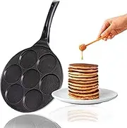 Non-Stick Ceramic Coated Frying Pan 26cm for Mini Pancakes, Uthappam, Crepe, Eggs | 4 & 7 Moulds | Induction Safe