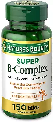 Super B Complex with Vitamin C & Folic Acid - Immune & Energy Support - 150 Tabl