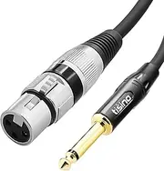 Tisino Female XLR to 1/4 (6.35mm) TS Mono Jack Unbalanced Microphone Cable Mic Cord for Dynamic Microphone - 6.6 FT/2 Meters