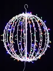 Multi Colour LED Hanging 3D White Sphere String Light Display - 50cm