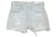 American Eagle Women's Ice Blue Next Level Hi-Rise Jean Shortie, US 00 6388-9