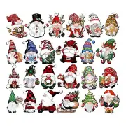 24Pcs Christmas Gnome Ornaments Unduplicates Wooden Hanging Ornaments,Gnome W...