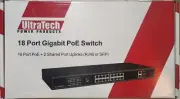 UltraTech 0E-16POE250W 18-Port Gigabit PoE Switch 16-Port PoE + 2 Shared Uplinks