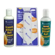 Aramith Billiard Pool Ball Cleaner, Restorer and Microfiber Cleaning Cloth Kit