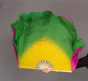 [Hcclijo] Extra Long Yangko Bellydance Silk Fan Veil Double Side Women Classical Dancer Practice Clothes Props Stage Show