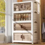 4-PK Large Plastic Collapsible Stackable Storage Bins w/Wheels Closet Organizer