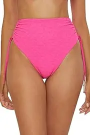 [Trina Turk] Women's Indio High Waisted Bikini Bottom, Cheeky Coverage, Swimwear Separates