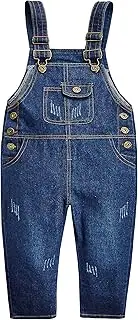 [Kidscool Space] Snap Leg/Crotch Mettal Buttons Reipped Denim Overalls