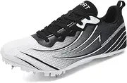 [Generic] Women's Track and Field Shoes 8 Spikes Running Sprint Sneakers Mesh Breathable Lightweight Running Racing Shoes