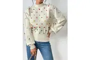 Celestial Multi Popcorn Applique Sweater - Cream