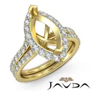 Diamond Engagement Pave Ring Marquise Semi Mount 18k Yellow Gold 1.36 Carat.