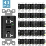 20A GFCI Outlet Outdoor Receptacle TR Ground Fault Circuit Interrupter Black ×40