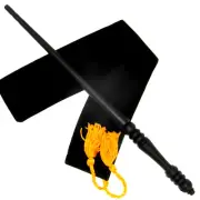 14" Power of Three Hand Turned Mahoe Wood Magic Wand Witch Wizard w/ Velvet Bag