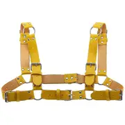 Adjustable Caged Metal Body Chain Chest Harness for Women and Men Yellow