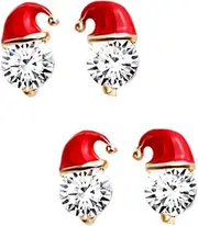 [CHILDWEET] 2pairs Glitter Christmas Earrings Christmas Eardrop Holiday Ear Christmas Earrings Christmas Dangle Earrings Metal Earrings Christmas Earrings Girls Child Alloy Stud