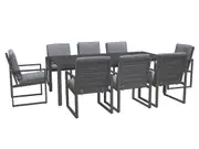 FurnitureOkay Manly 9-Piece Aluminium Outdoor Dining Setting - Charcoal