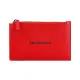 【Balenciaga 巴黎世家】BALENCIAGA燙印黑字LOGO小牛皮5卡拉鍊零錢卡夾包(紅)