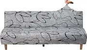 Jaotto Sofa Cover Without Armrests, 2/3 Seater, Sofa Throws, Armless Sofa Bed Cover, Jacqaurd Stretch, Waterproof, Washable, Sofa Cover for Clic Clac Folding Couch Without Armrests, Grey Style