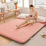 Japanese Floor Mattress Futon Mattress, 2025 New Super Soft Plush Thicken Roll up Tatami Mattress Soft Skin Friendly Futon Mattress Home Bedroom Floor Sleeping Mat(Pink,135x200cm/53x79inch)