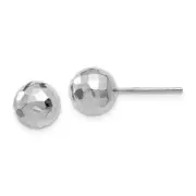 Real 14kt White Gold Polished Faceted Post Earrings
