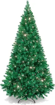Christmas Tree 2.4m Artificial 1250 Branch Tips Easy Assembly Fake Xmas Tree for Christmas Decorations Holiday Party Gift Home Garden Decor Green