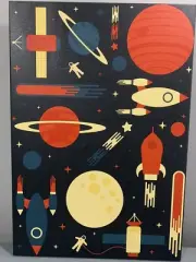 Framed Solar System Art Print Outer Space Rocket Ship Canvas Wall Art