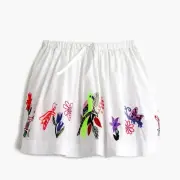j crew crewcuts G2849 Girls' pull-on skirt in embroidered bird garden white 16