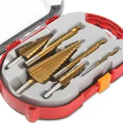 6PCS High-Speed Steel Step Drill Bits Set Titanium Coated 4-12mm 4-20mm 4-32mm Serrated Drill Bits for Metal Plastic Woo
