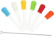 iplusmile 6Pcs Silicone Eye Droppers Clear Liquid Medicine Droppers with Clean Brush Easy to Use for Dishwasher Safe for Water Juice Milk and Oil