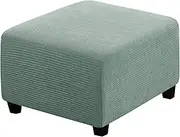 XGANGM Ottoman Covers Slipcover Square Extra Large Stretch Storage Stool Ottoman Cover Square Large/Small/Foot Stool Protector Footstool Cover Jacquard Machine Washable, Gray Green