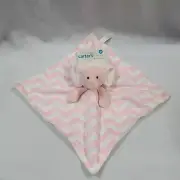 NWT Carters Pink White Elephant Security Blanket Chevron Zig Zag Minky Lovey