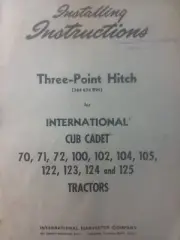 International IH Cub Cadet Lawn Garden Tractor Three-Point Hitch Owners Manual