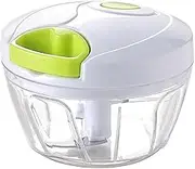 Manual Food Processor Vegetable Chopper,Portable Hand Pull String Garlic Mincer Onion Cutter,Vegetable Chopper Manual Food Processor,Compact Stainless Steel Chopper for Veggies (White)