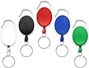 Fushing 5 Colors Retractable Badge Holder Carabiner Reels Key Holders Chains with Metal Split Ring