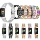 For Fitbit Charge 5 6 Shining Crystal Bracelet Band Metal Watch Strap Wristband