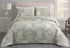 Pre-Washed Butterfly Floral Quilt Set Printed Patchwork Bedspread Coverlet Set