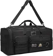 135L Large Military Tactical Duffle Bag, Travel Weekender Bag for Men Women, Sports Gym Bag with Insulated Pocket & Adjustable Strap, Black, Large, Large Travel Duffle Bag