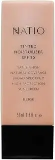 Natio Australia Tinted Moisturiser SPF 20 Beige 50ml - 3-in-1 Skincare-and-Tint Moisturiser - Lightweight, Hydrating, Sheer Coverage - Made in Australia
