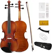 PHOENIX Violin 4/4 Full Size Kit, Violin Fiddle Set for Beginner Adults Student with Rosewood Bow, Extra Strings, 1 Rosin, Case, Fingerboard Stickers, Shoulder Rest (Full)