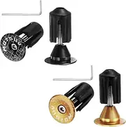 uxcell 2Pair Bike Handlebar End Plugs Aluminum Bar End Caps 16-21mm Adjustment Expanding Locking with Tool for MTB Road BMX Fixed Gear Bike, Black Gold