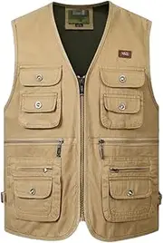 [Bciopll] Men Waistcoat Multi Pocket Sleeveless Vest Summer Jacket