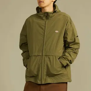 【Dickies】男款軍綠色府綢多口袋防風連帽休閒外套｜DK012456MGR