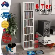 CD Cabinet Storage Shelf Media Display Stand 6Tiers Chipboard Entertainment Unit