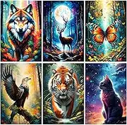 FURDOHAI 6 Pack Diamond Art Kits for Adults Kids and Beginners, 5D Diamond Art Kits, DIY Forest Animals Collection, 11.8x15.7 inch Canvases, Non-Toxic, Odorless, Unisex, Ages 6+