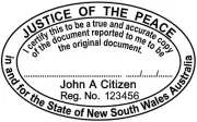 NSW00 JUSTICE OF THE PEACE NSW Custom Rubber Stamp Pre & Self Inking Refillable