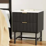 2 Drawers Artiss Bedside Table Black