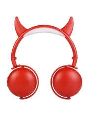 Headphones Cute Cartoon Wireless Bluetooth Headset For Girl Kids Headphone With Mic Pc Mobile Phone Music Gaming Mp3 Cat Ears/Antlers/Devil Ears Earphone Red - Red