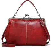 JUNMIN Ladies Single Shoulder Diagonal Clip Bag British Retro Messenger Bag (Color : Claret)