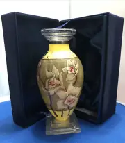 NE'QWA ART Yellow Vase “ORCHIDS”~ ARTIST SUSAN WINGET 9 1/4 IN In Box
