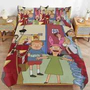 a1617 Bob\'s Burgers Duvet Cover Set, 3 Piece Bedding Set 86x70" Double Sided Printing Decorative Comforter Cover Set (1 Duvet Cover + 2 Pillow Shams)